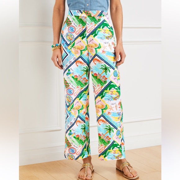 Talbots Pants - Talbots Wide Ankle Linen Cotton Pants - Summer Vista NEW MP